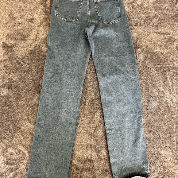 MOTEL Women's Cut Out Straight Leg Denim Blue Jean, Mid Wash, Size XS/33L - Picture 3 of 9